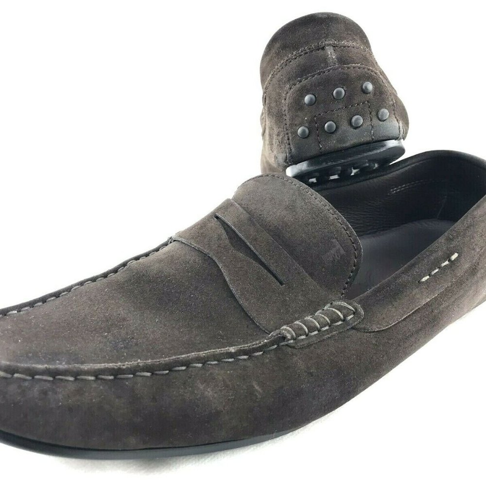 TODS Gommino Penny Loafers Men 8.5 Suede Brown